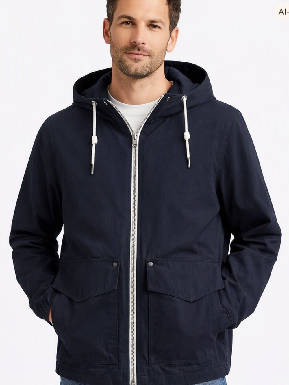 Selected Homme Navy Hooded Baker Utility Jacket Size XXL NWOT
